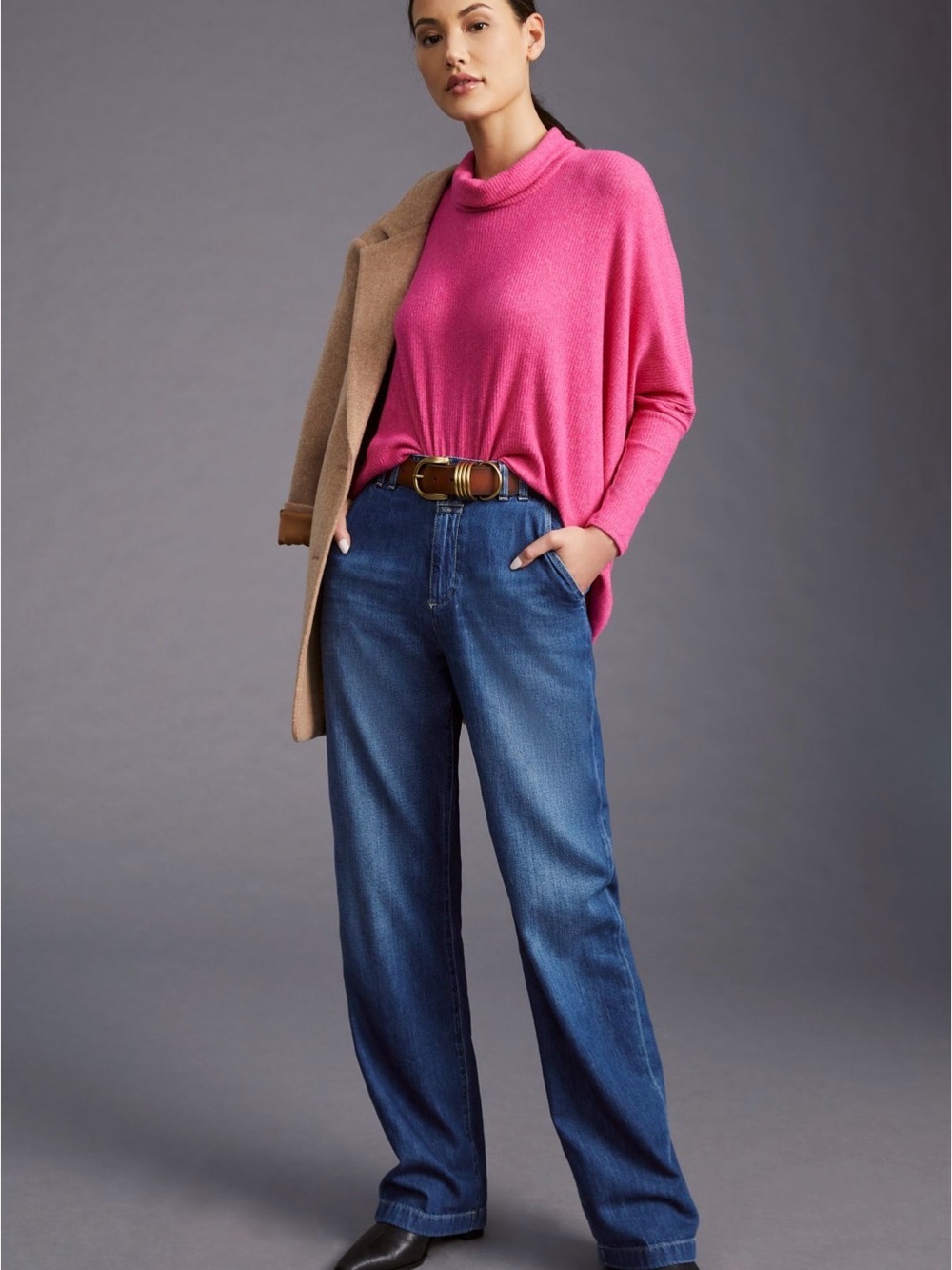 Anthropologie Amadi Cowl Neck Ribbed Poncho sweater - size M - Picture 4 of 9